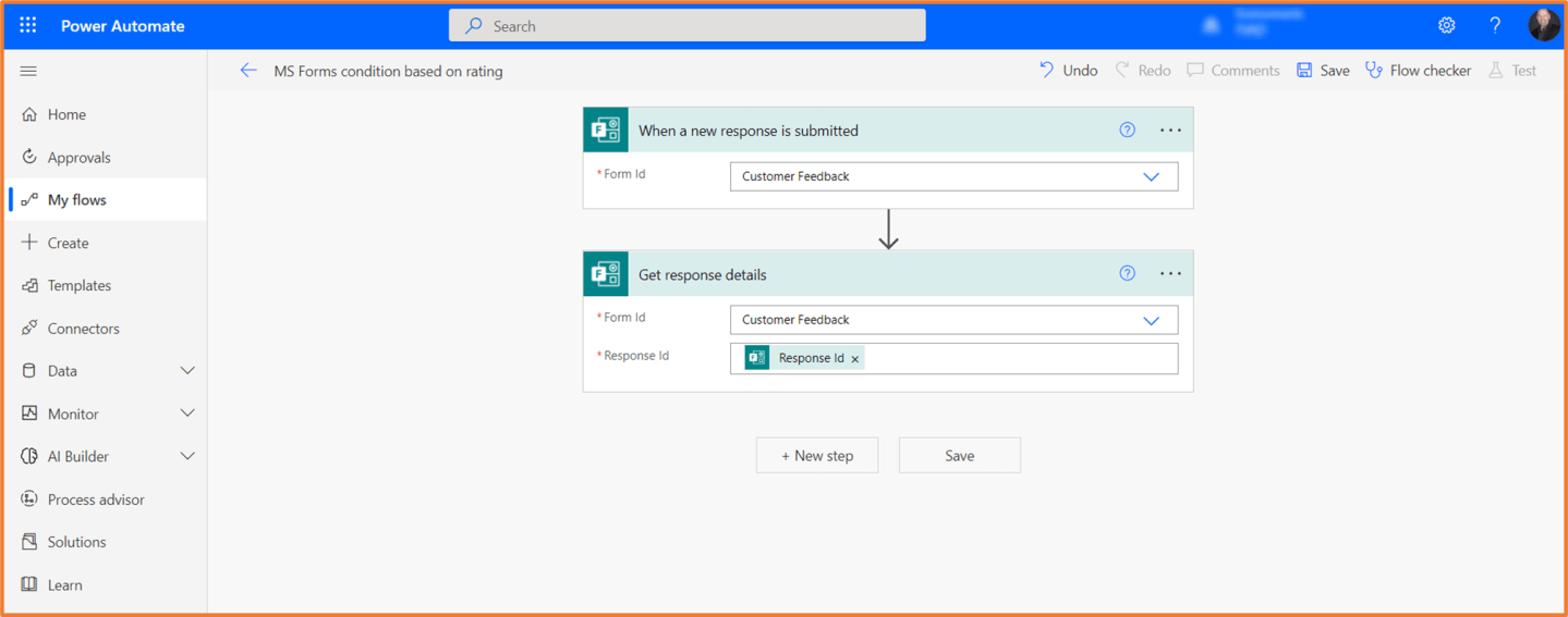 Power Automate conditions based on a rating response in Microsoft Forms