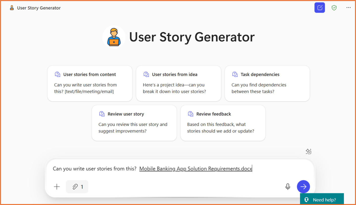 Chat Story Introduction Copilot Chat Agent: User Story Generator – Rishona Elijah