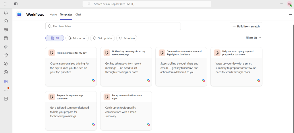 Screenshot of Workflows app: AI Workflow templates